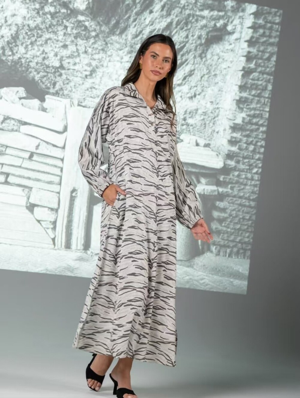 Emily McCarthy Long Sleeve Poppy Maxi - Wild Marble
